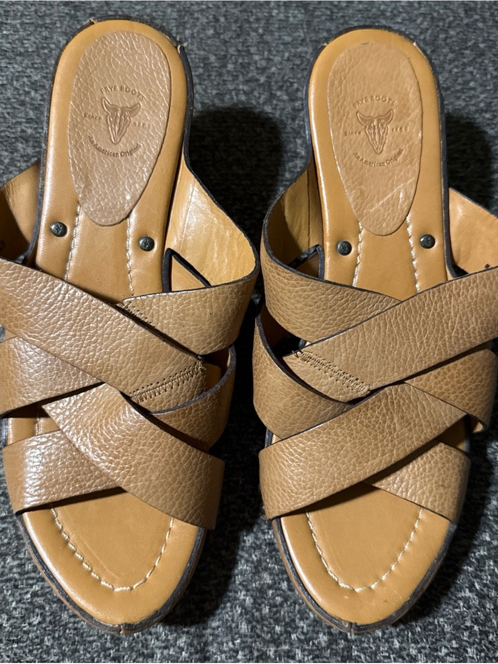 Ariat Tan Crisscross Leather Slide Mules